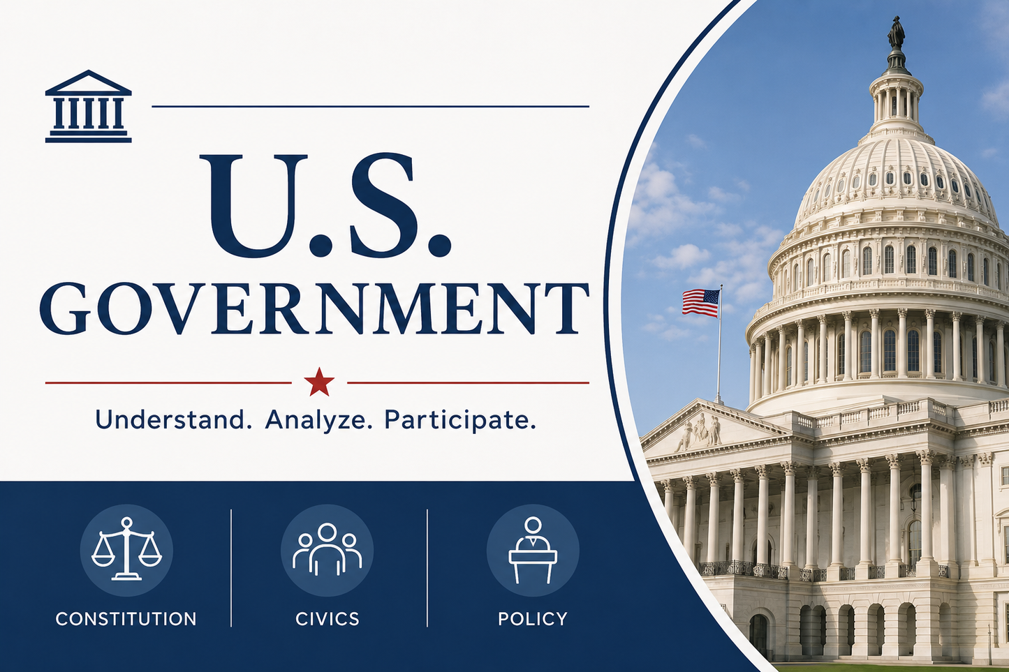 U.S. Government educational material with Capitol building and text on a blue and white background