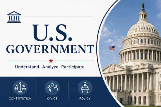 U.S. Government educational material with Capitol building and text on a blue and white background